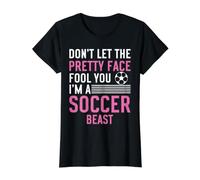 Don't Let The Pretty Face Fool You Soccer Beast Value Graphic T-Shirt, Women, Black, S