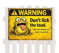 Don't Lick the Toad Decor, Metal Outdoor Yard Sign with Cartoon Toad Design, Rustic Farmhouse | Funny Garden Decor for Patio Porch Lawn Backyard Garage, Gift | Funny Garden Sign