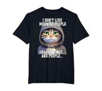 Dont Like Morning People cat with Coffee Bad Mood T-Shirt, Men's Big and Tall, Black, 5X Tall