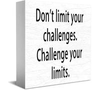 Don'T Limit Your Challenges.Challenge Your Limits Wooden Box Sign Decorative Funny Office Home Decor Rustic Farmhouse Square Desk Decor Sign For Shelf 5 X 5 Inches