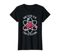 Don't Listen to Me I Make Up Everything Scientist Atom Lover Value Graphic T-Shirt, Women, Black, S