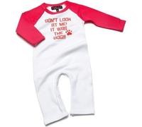 Don't Look at Me It was The Dog!! All-in-one Pink Romper Suit/Babygrow 0-3 Months