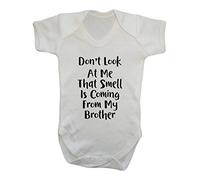 Don't Look at My That Smell is Coming from My Brother Baby Grow Vest, 0-3 Months, White