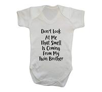 Don't Look at My That Smell is Coming from My Twin Brother Baby Grow Vest, 0-3 Months, White