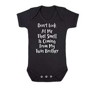 Don't Look at My That Smell is Coming from My Twin Brother Baby Grow Vest, 3-6 Months, Black