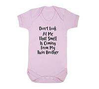 Don't Look at My That Smell is Coming from My Twin Brother Baby Grow Vest, 6-12 Months, Pastel Pink