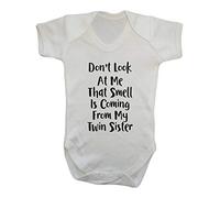 Don't Look at My That Smell is Coming from My Twin Sister Baby Grow Vest, 0-3 Months, White