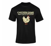 Don't Look at The Chicken T Shirt - Funny Chicken Game Tee for Adults, Chicken Gifts, Chicken Lovers Joke Shirt, Humorous Top - Black Large