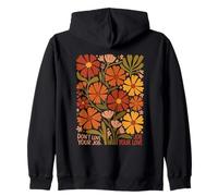 Don't Love Your Job Meme Boho Retro 70s Floral Zip Hoodie