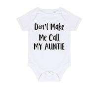 Don't make me call my auntie baby grow vest, 3-6 months, White
