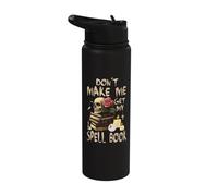 Don't Make Me Get My Spell Book Skull Rose Stainless Steel Insulated Water Bottle
