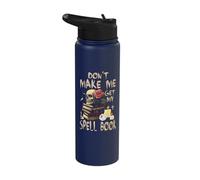 Don't Make Me Get My Spell Book Skull Rose Stainless Steel Insulated Water Bottle