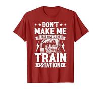 Don't Make Me Take You to The Train Station T-Shirt, Men, Cranberry Red, XX-Large