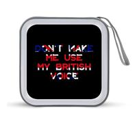 Don't Make Me Use My British Voice Portable CD Case Holder 48 Capacity Travel DVD Storage Boxs Wallet Bag