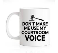 Don't Make Me Use My Courtroom Voice 11 Oz Novelty Drinking Cup, Funny Gavel Novelty Coffee Mug for Coffee Lover Paralegal, Cheer Up Gifts for Future Lawyer Judge, Graduate Present for Attorney