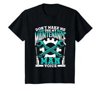 Don't Make Me Use My Maintenance Man Voice Maintenance Man T-Shirt, Youth, Black, Small