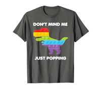 Don't Me Just Poppin Funny T Rex Fidget T-Shirt, Men, Asphalt Grey, 4X-Large