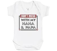 Dont Mess Nana & Papa Baby Gift, Baby Boy Bodysuit, Baby Girl Bodysuit - 0-3 Months White