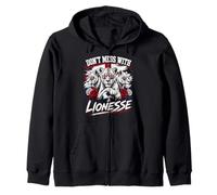 Dont Mess With A Lioness Bold Lion Graphic Design Zip Hoodie