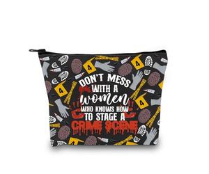 Don't Mess with a Woman Who Knows How to Stage a Crime True Crime Makeup Bag Murder Show Lover Gift Cosmetic Bag (Crime Scene 3UK)