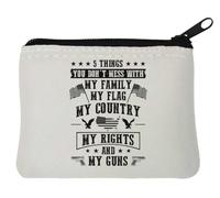 Don't Mess with My Family My Flag My Country Neoprene Coin Purse Pouch 10x11cm White