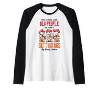 Don't Mess with Old People Funny Chicken Quote Raglan Baseball Tee
