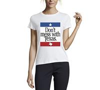 Don't Mess with Texas Lone Star State Crew Neck Cotton Women's T-Shirt White Small