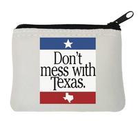 Don't Mess with Texas Lone Star State Neoprene Coin Purse Pouch 10x11cm White