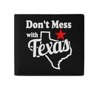 Don't Mess with Texas Men Wallet Leather Bifold Wallets with Window Slim Minimalist Front Pocket