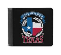 Don't Mess with Texas Slim Leather Men's Wallets with 6 Card Holders Minimalist Billfold Travel Purse