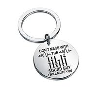 Don't Mess With The Sound Guy I Will Mute You Keychain Sound Engineer Gift Audio Engineer Gift Music Producer Gift, S, Metal, na unknow