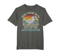 Don't Mess with Unclesaurus You'll Get Jurasskicked Uncle T-Shirt, Men's Big and Tall, Asphalt Grey, 2X Tall