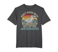 Don't Mess with Unclesaurus You'll Get Jurasskicked Uncle T-Shirt, Men's Big and Tall, Dark Heather Grey, 4X Tall