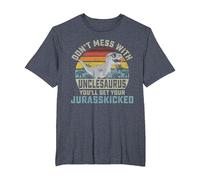 Don't Mess with Unclesaurus You'll Get Jurasskicked Uncle T-Shirt, Men's Big and Tall, Heather Blue, 5X Tall
