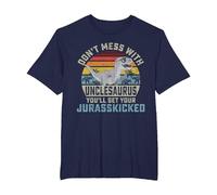 Don't Mess with Unclesaurus You'll Get Jurasskicked Uncle T-Shirt, Men's Big and Tall, Navy Blue, 3X Tall