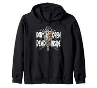 Don't Open Dead Inside Funny Halloween Skeleton Ghost Bat Zip Hoodie