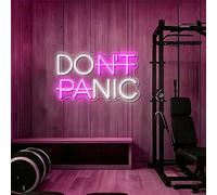 Don't Panic Custom LED Neon Sign, USB Powered Neon Light with Dimmable Switch, Inspirational Quote Wall Art for Bedroom Home Gym Office Decor, Back to School Motivational Gift,15x7Inch