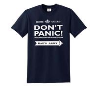 Don't Panic Dads Army T-Shirt Home Guard Tribute Cosplay Mens Gift Tshirt Tee(Navy Blue, L)