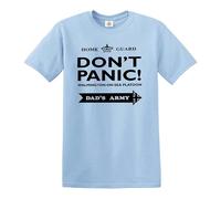 Don't Panic Dads Army T-Shirt Home Guard Tribute Cosplay Mens Gift Tshirt Tee(Sky Blue, M)