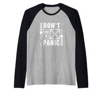 Don't Panic, Futuristic tech. Vintage Distressed Funny Quote Raglan Baseball Tee