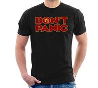 Dont Panic Hitchhikers Guide to The Galaxy Men's T-Shirt Black