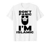 Don't Panic I'm Islamic Funny Muslim Faith Humour Value Graphic T-Shirt, Men, White, L