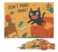 Don't Panic Poster Jigsaw Puzzle for Adults, Wooden, 300 Pieces | Clear image details: a simple way to organise the image at home.