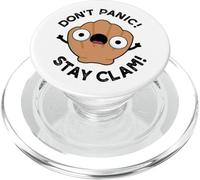 Don't Panic Stay Clam Funny Clam Pun PopSockets PopGrip for MagSafe