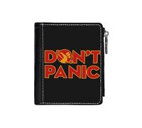 (Don't Panic The Hitchhiker's Guide To The_155) PU Wallet Compact Bifold with Zipper & Multiple Card Coins Slots Black Stylish Durable Graphic Design Print for Men Women Kids Christmas Gift