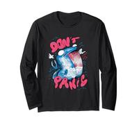 Don't Panic! Weird Whale Comic Style Illustration Long Sleeve T-Shirt