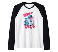 Don't Panic! Weird Whale Comic Style Illustration Raglan Baseball Tee