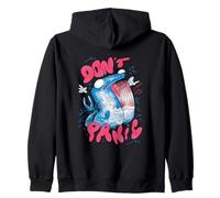 Don't Panic! Weird Whale Comic Style Illustration Zip Hoodie