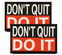 Don't Quit Do It, 2 PCS Inspirational Positive Patch Embroidered Funny Morale Biker Applique Fastener Hook & Loop Emblem for Backpacks, Hats, Gym Bags,Students,Adults,Biker
