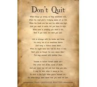 Don't Quit Old paper style Inspirational Poem by John Greenleaf Whittier, Vintage Style Motivational Wall Art Print. Size A4